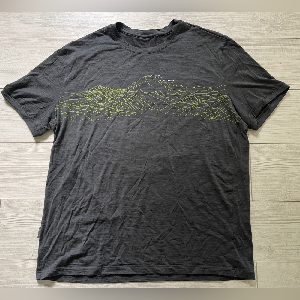 Icebreaker Tech Lite Merino Wool SS T-Shirt Cook Mountain Range Graphic Size XL